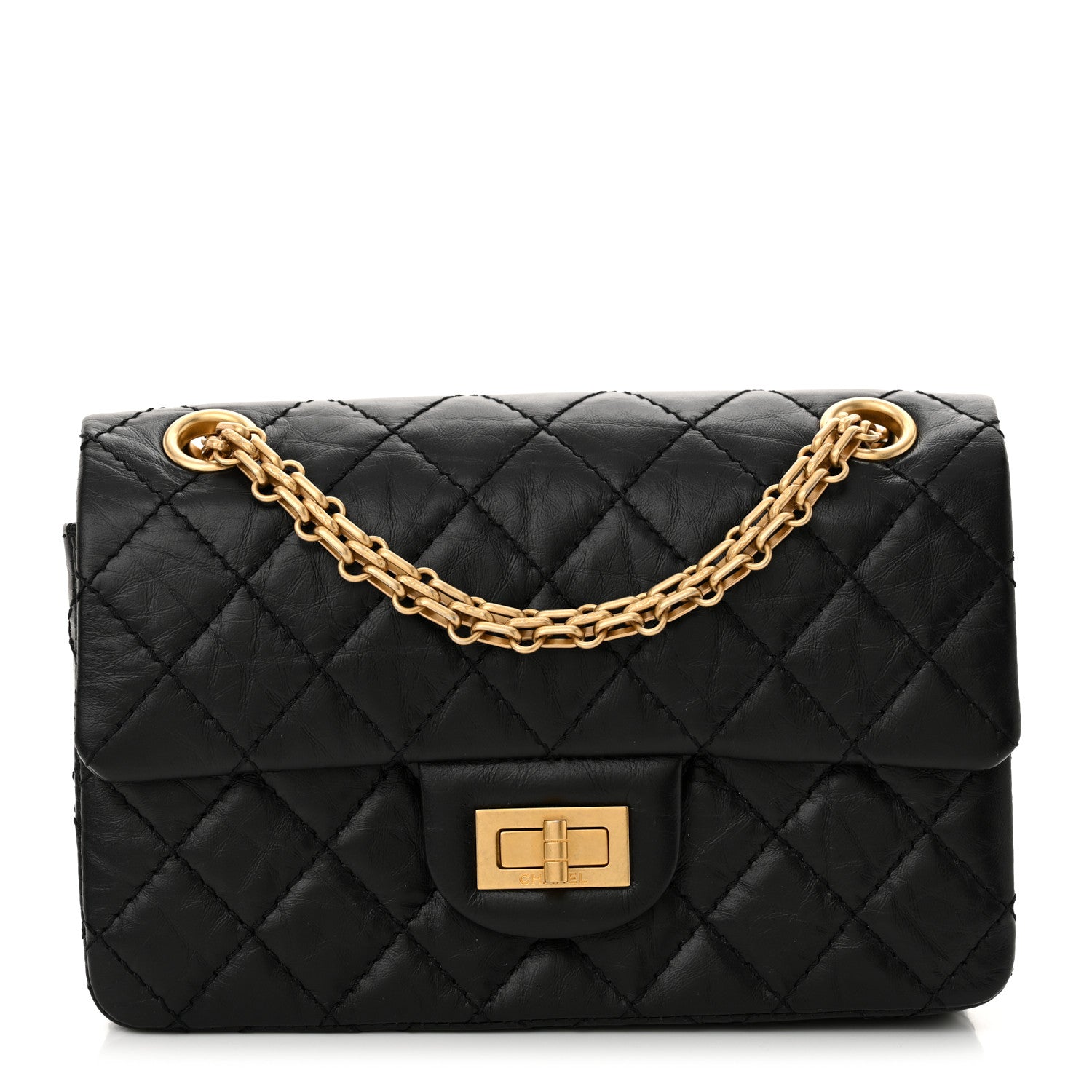 Chanel Aged Calfskin Quilted 2.55 Reissue Mini Flap Black 1 of 12