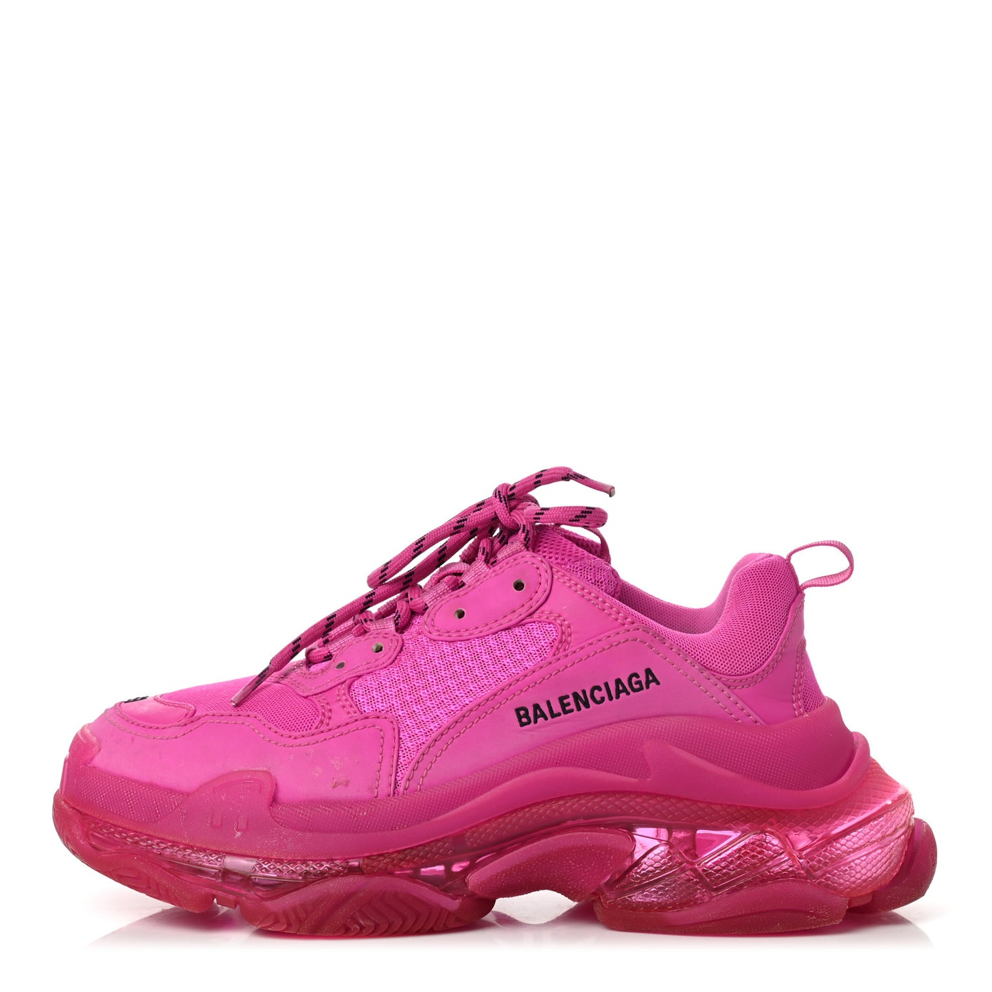 Fabric Mesh Clear Sole Fluo Womens Triple S Sneakers 39 Pink