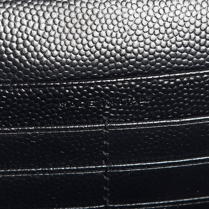 Saint Laurent Grain De Poudre Matelasse Chevron Medium Monogram Chain Wallet Black 7 of 7