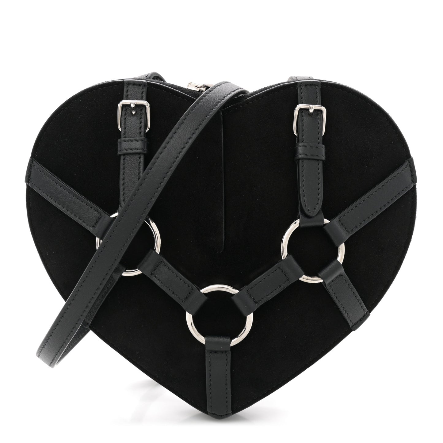 Suede Goatskin Harness Le Coeur Bag Black