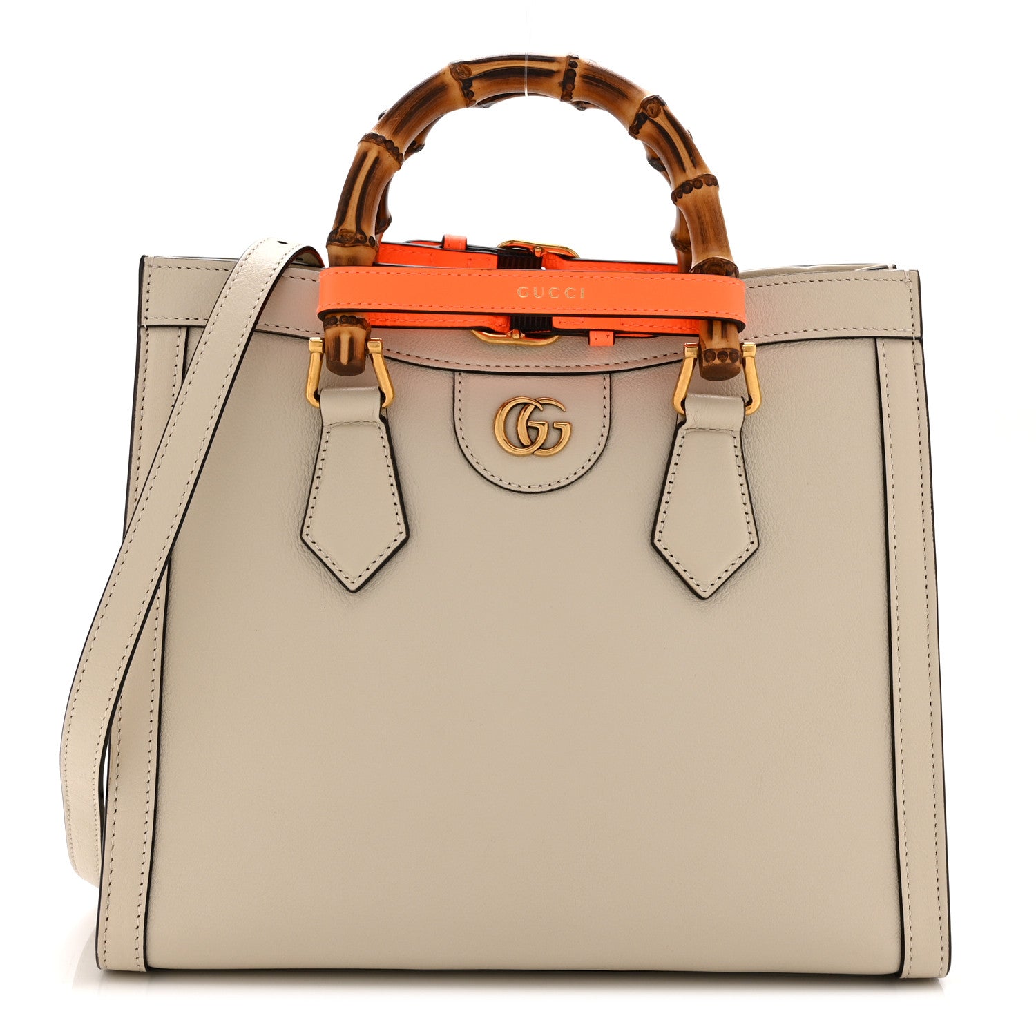 Gucci Wonka Grain Calfskin Small Diana Tote Bag Mystic White Cuir 1 of 11