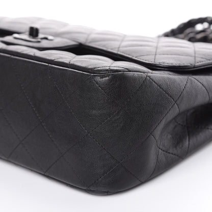 Chanel Crumpled Calfskin Quilted Jumbo Double Flap So Black 8 of 13
