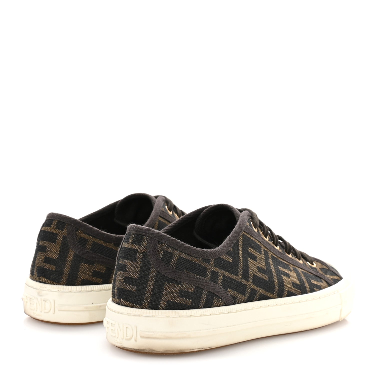 Fendi Fabric Jacquard FF Womens Domino Low Top Sneakers 40 Tobacco 5 of 8