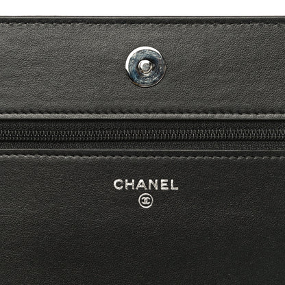 Chanel Caviar Camellia Embossed Wallet On Chain WOC Black 11 of 23