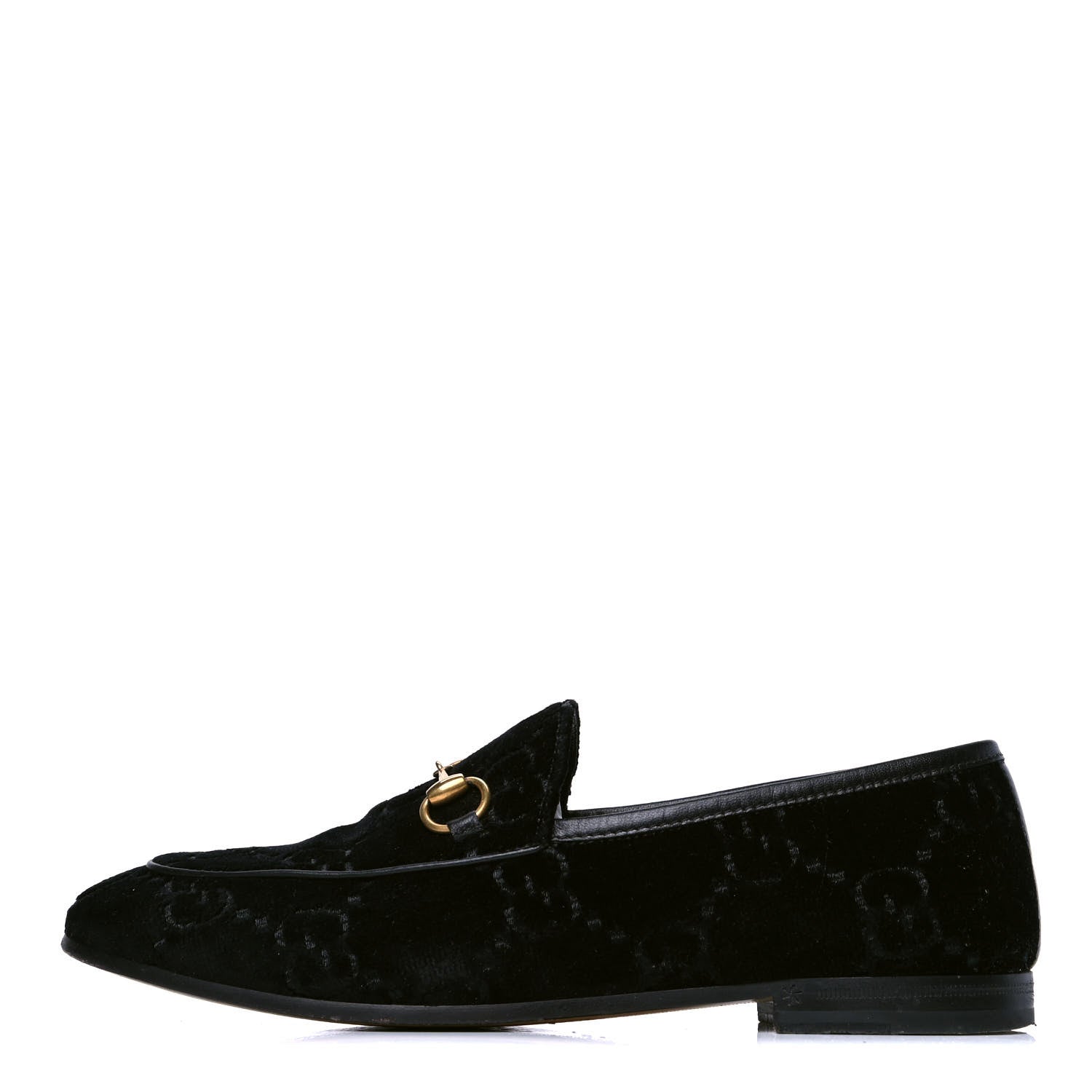 Gucci Velvet GG Monogram Horsebit Womens Jordaan Loafers 37 Black 1 of 4