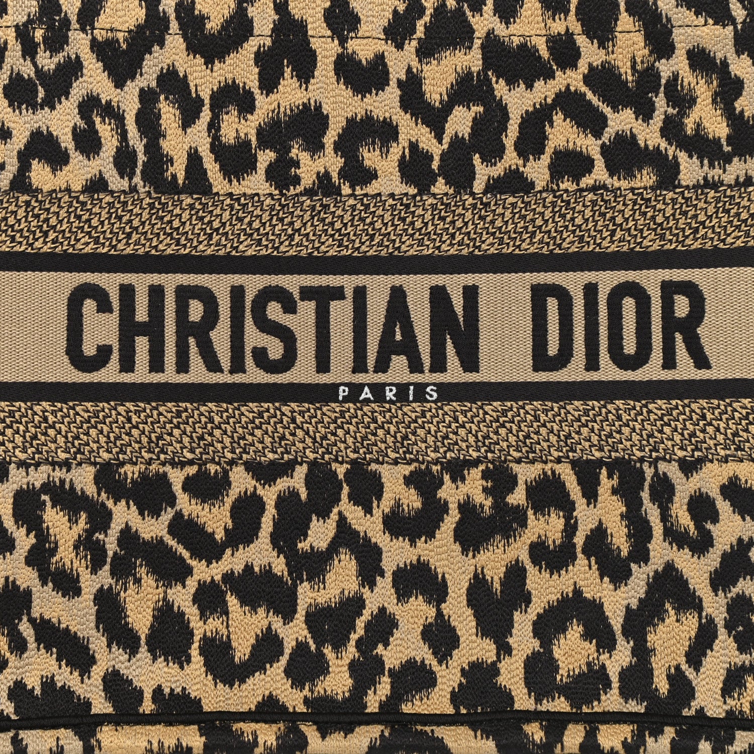 Christian Dior Canvas Mizza Embroidered Medium Leopard Book Tote Beige 8 of 12