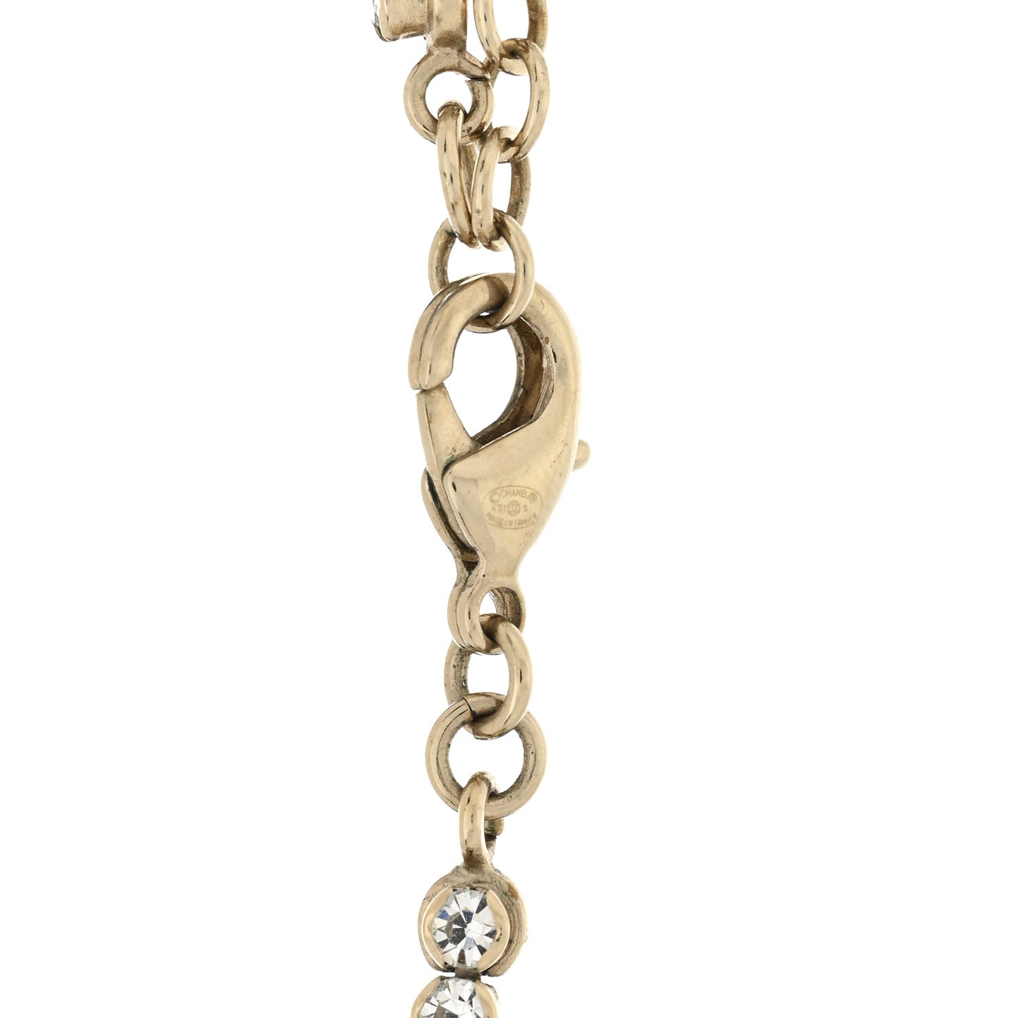 Crystal CC Perfume Bottle Necklace Gold