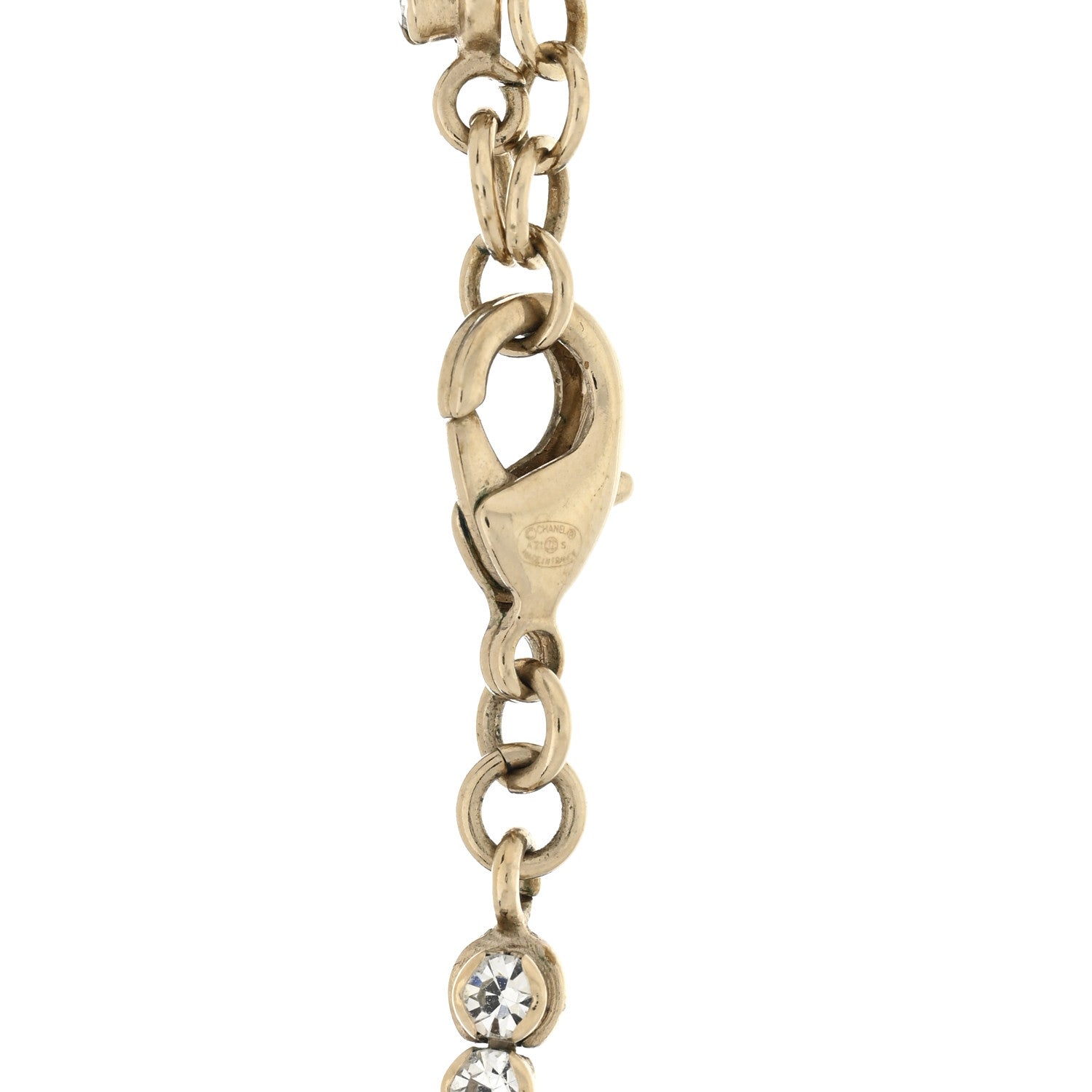 Chanel Crystal CC Perfume Bottle Necklace Gold 5 of 5