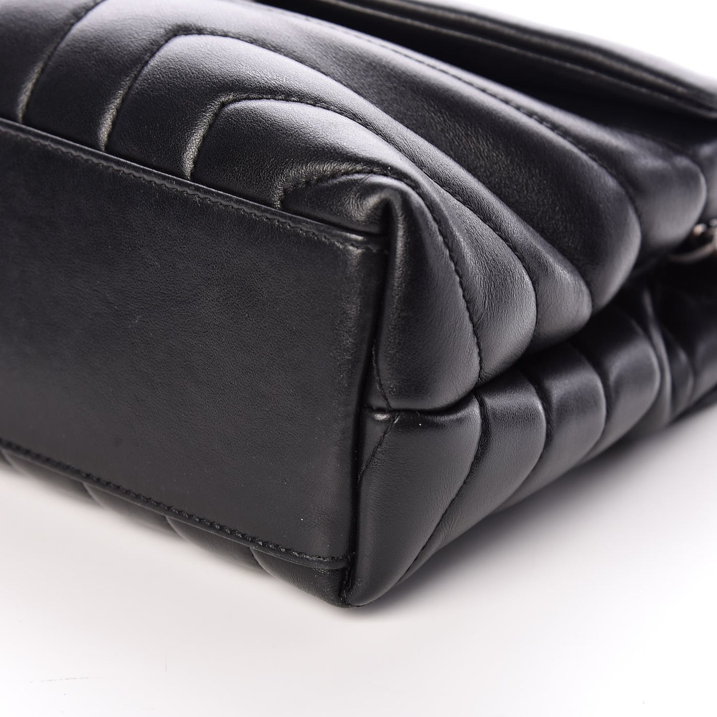 Calfskin Y Quilted Monogram Small Loulou Chain Satchel Black