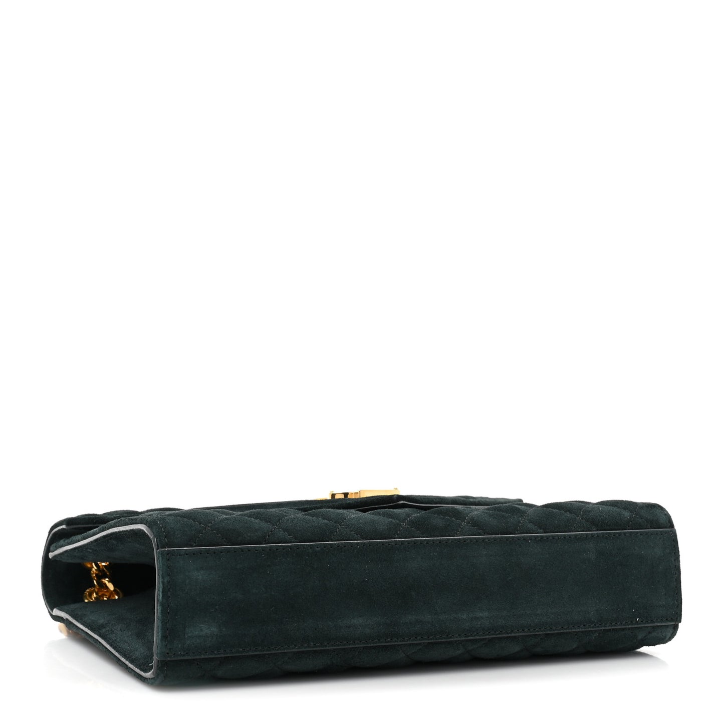 Suede Mixed Matelasse Triquilt Medium Monogram Envelope Satchel Algae