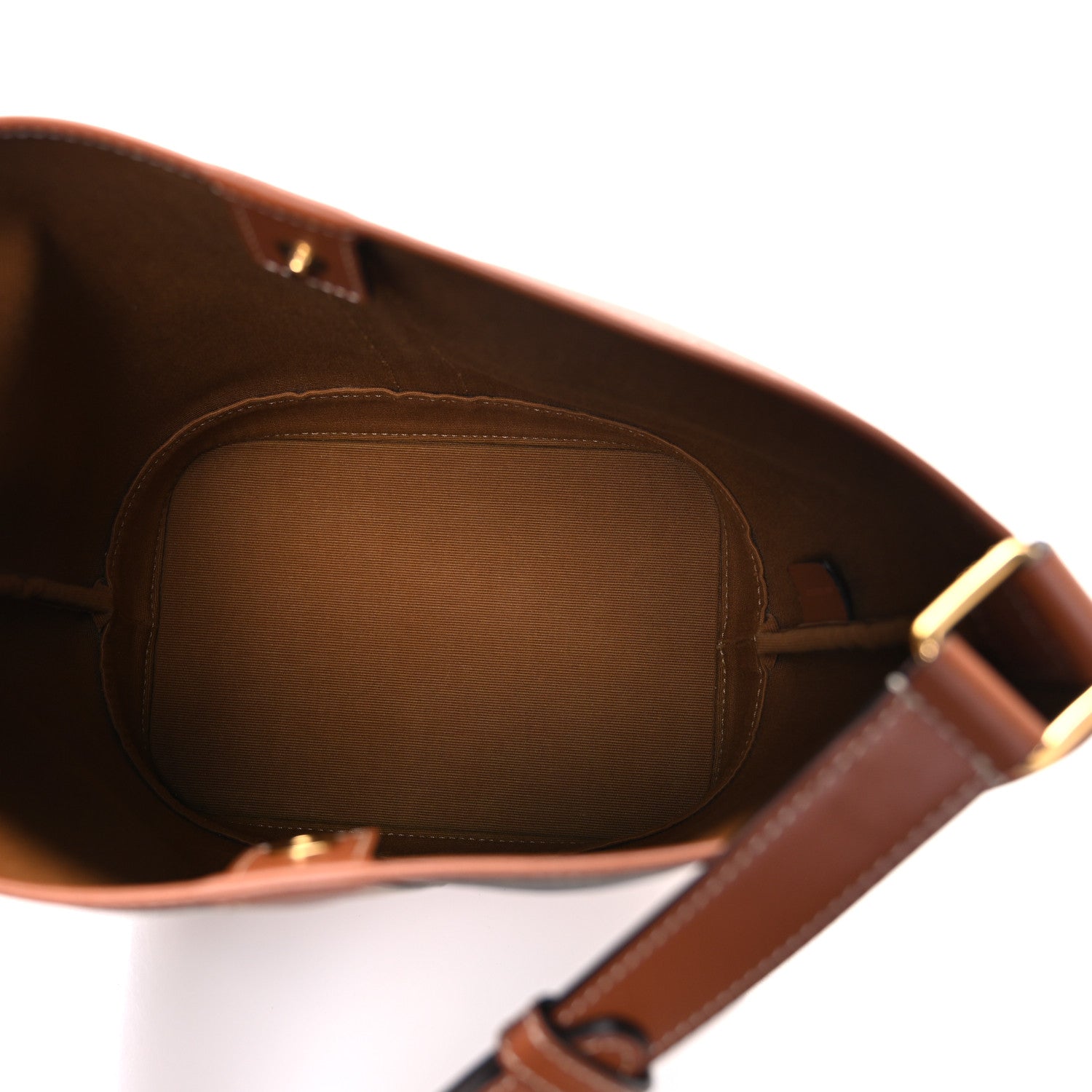 Celine Triomphe Canvas Calfskin Small Bucket Bag Tan 5 of 11