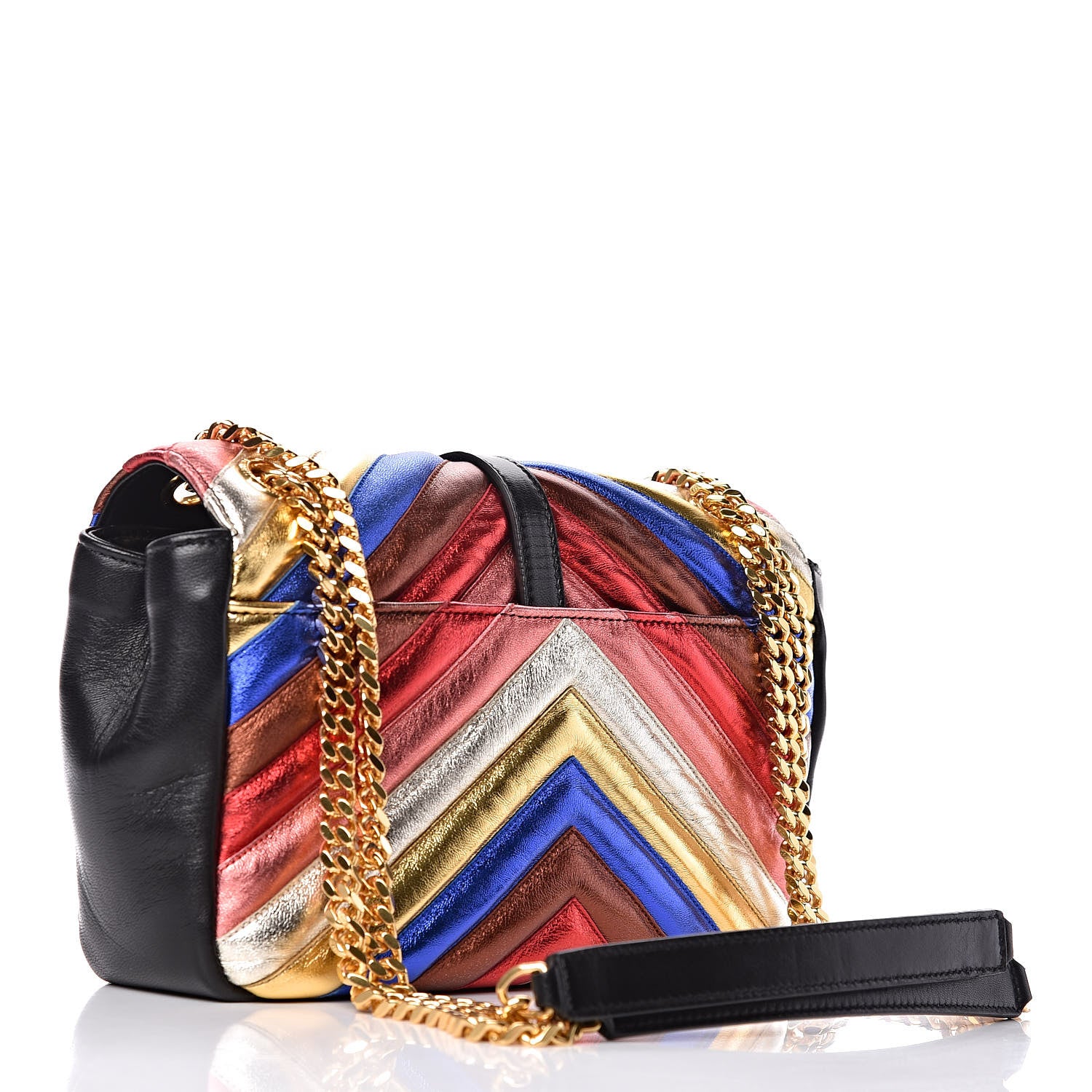 Saint Laurent Metallic Calfskin Matelasse Chevron Monogram Medium College Satchel Multicolor 3 of 13
