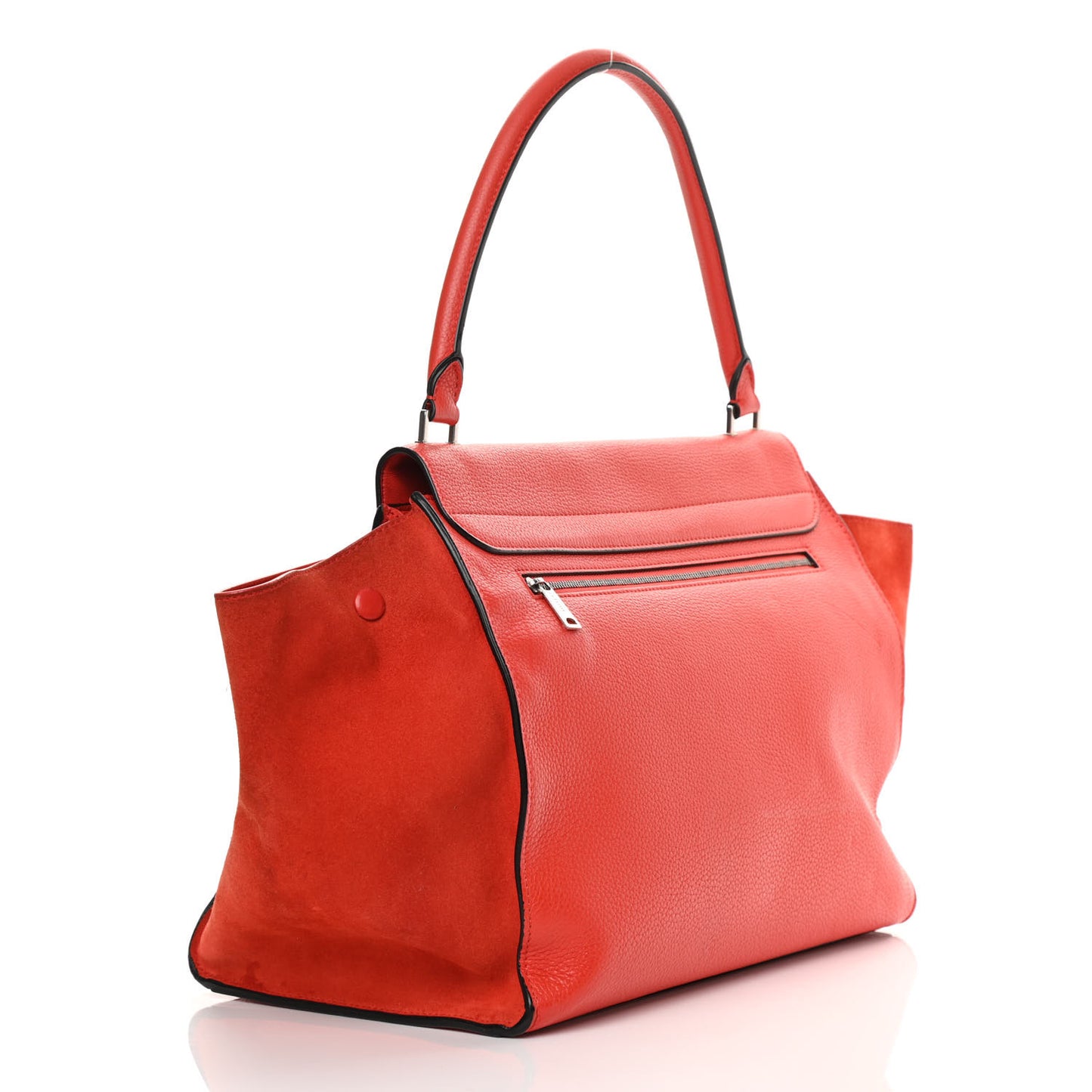 Drummed Calfskin Suede Large Trapeze Vermillion