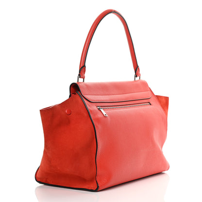 Celine Drummed Calfskin Suede Large Trapeze Vermillion 3 of 17