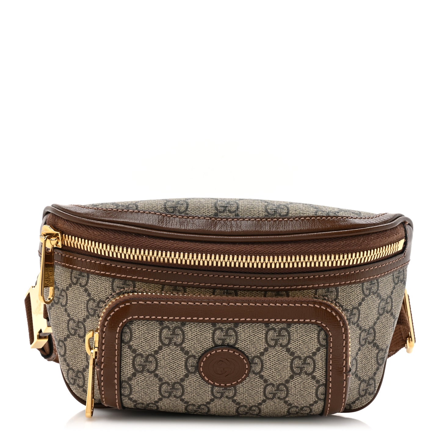 GG Supreme Monogram Textured Calfskin Retro Interlocking G Belt Bag Beige Ebony Brown Sugar