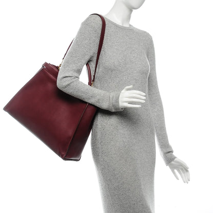 Fendi Vitello Dolce Marmol Large Peekaboo Iconic Satchel Bordeaux Graphite 2 of 7