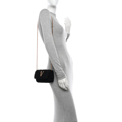 Versace Tweed Lambskin Virtus Mini Chain Bag Black 2 of 11