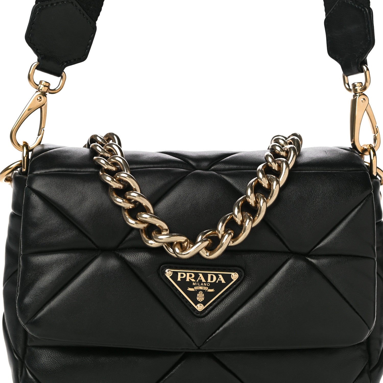 Prada Nappa Re-Nylon Triangle Quilted Patchwork System Flap Shoulder Bag Black 9 of 24