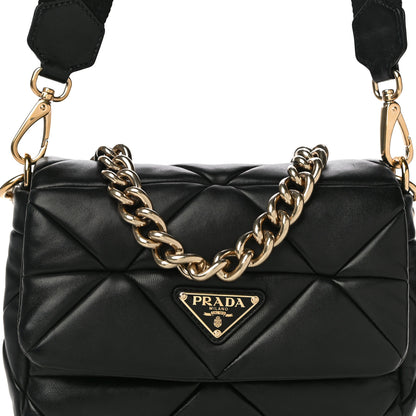 Prada Nappa Re-Nylon Triangle Quilted Patchwork System Flap Shoulder Bag Black 9 of 24