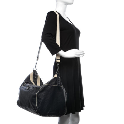 Bottega Veneta Nappa Perforated Canvas Duffle Black 2 of 6
