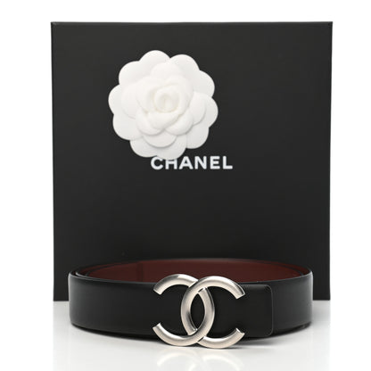 Chanel Calfskin CC Reversible Belt 95 Black Burgundy 6 of 6