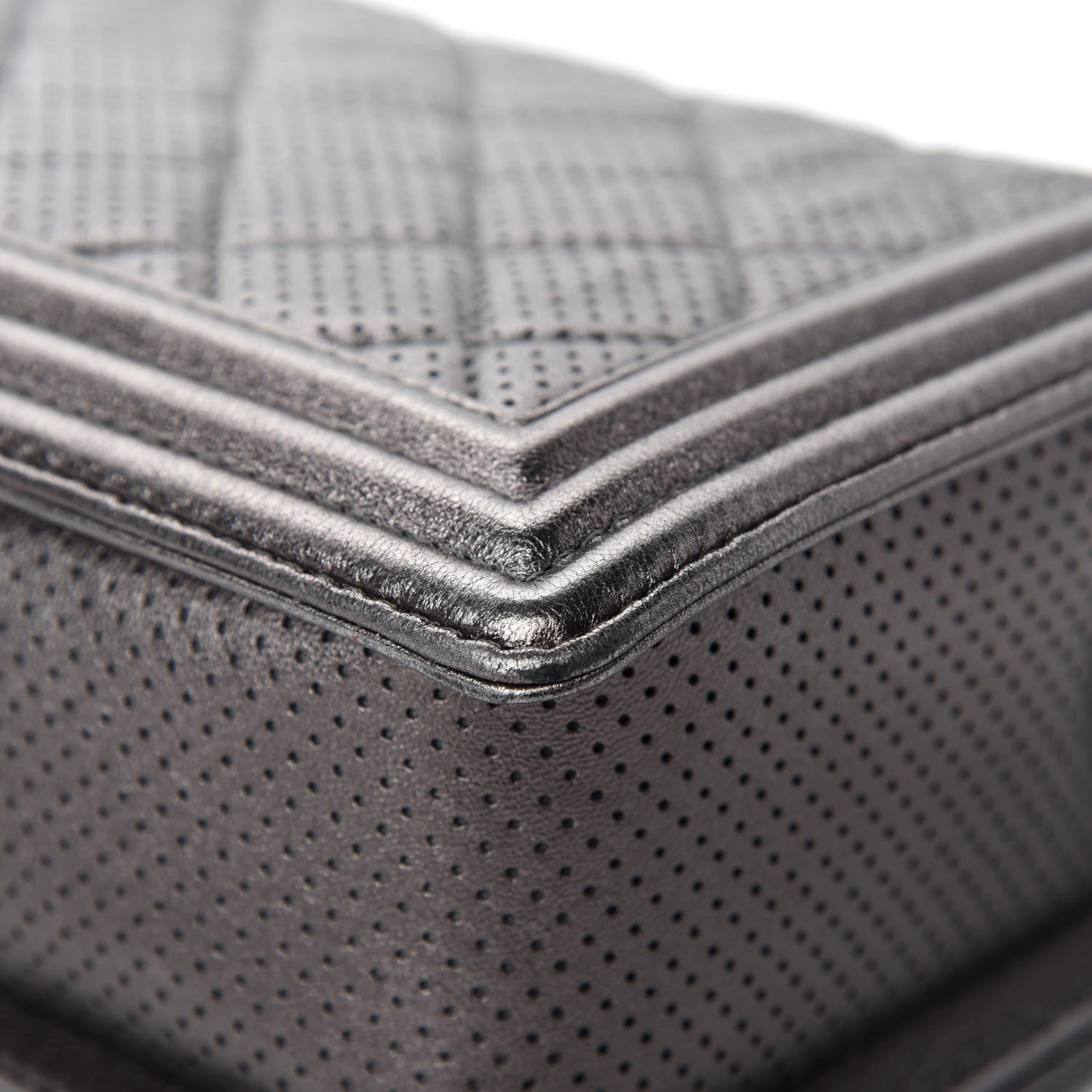 Chanel Metallic Lambskin Perforated New Medium Boy Flap Dark Silver 9 of 13