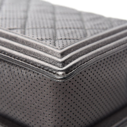 Chanel Metallic Lambskin Perforated New Medium Boy Flap Dark Silver 9 of 13