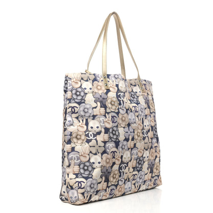 Chanel Nylon Cat Emoticon Tote Navy Gold 4 of 11