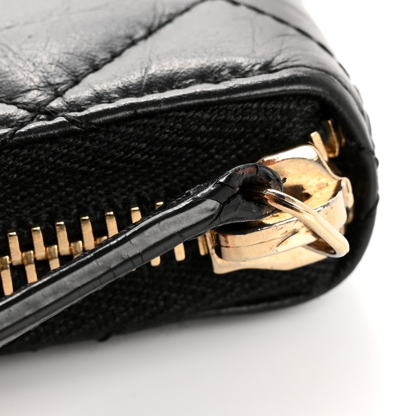 Aged Calfskin Quilted Reissue Large Gusset Zip Around Wallet Black