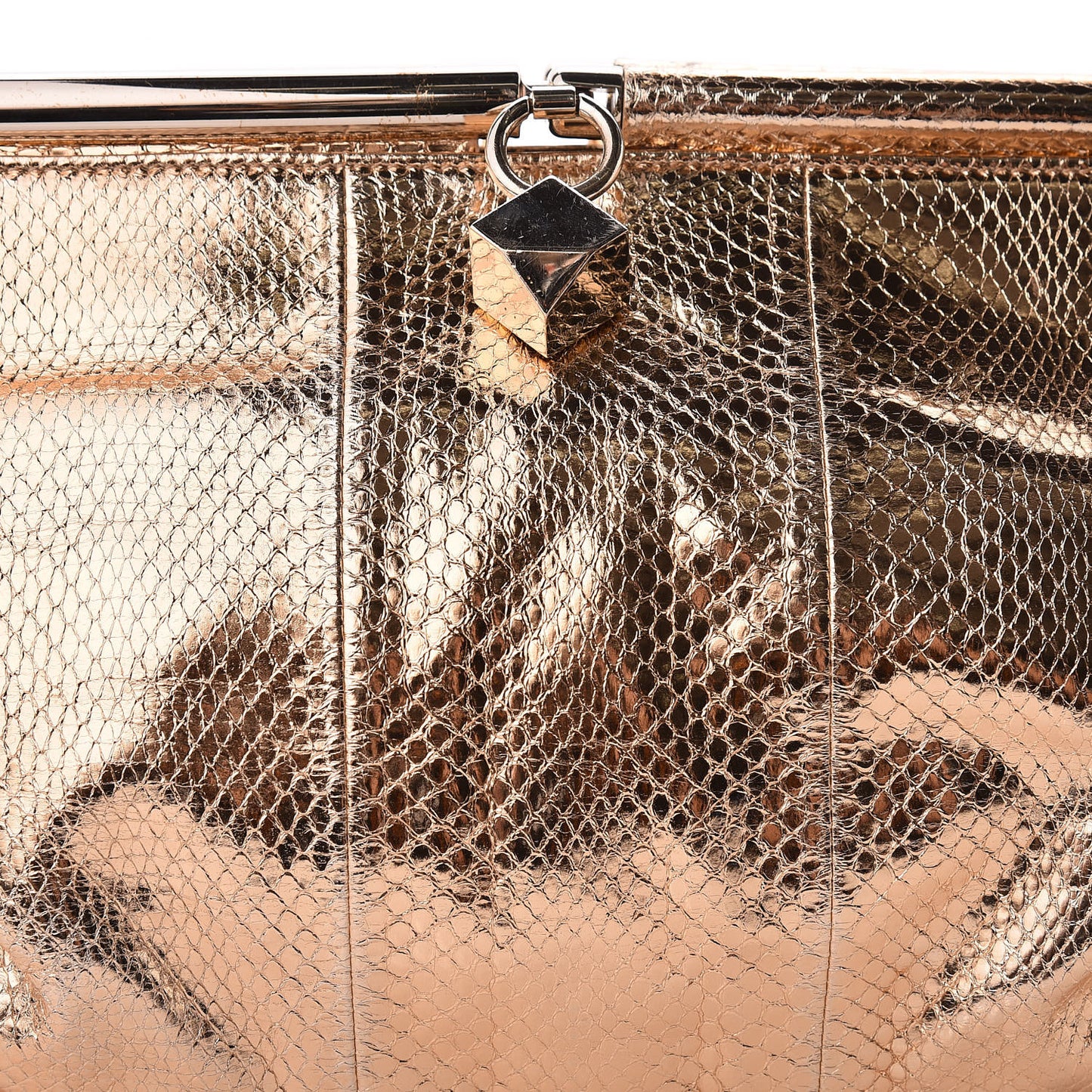Metallic Watersnake Cadence Clutch Nude