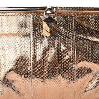 Jimmy Choo Metallic Watersnake Cadence Clutch Nude 9 of 11