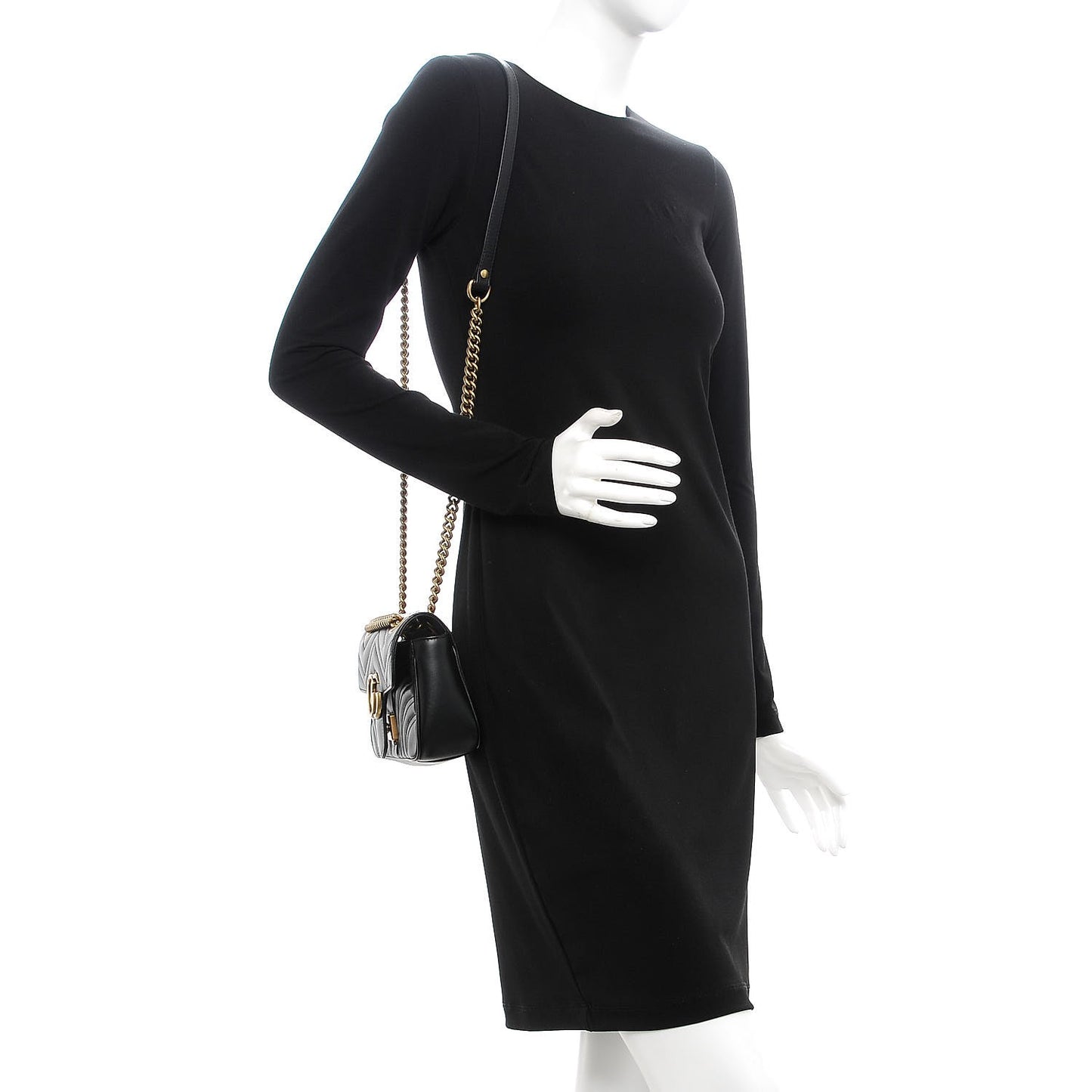 Calfskin Matelasse Mini GG Marmont Shoulder Bag Black