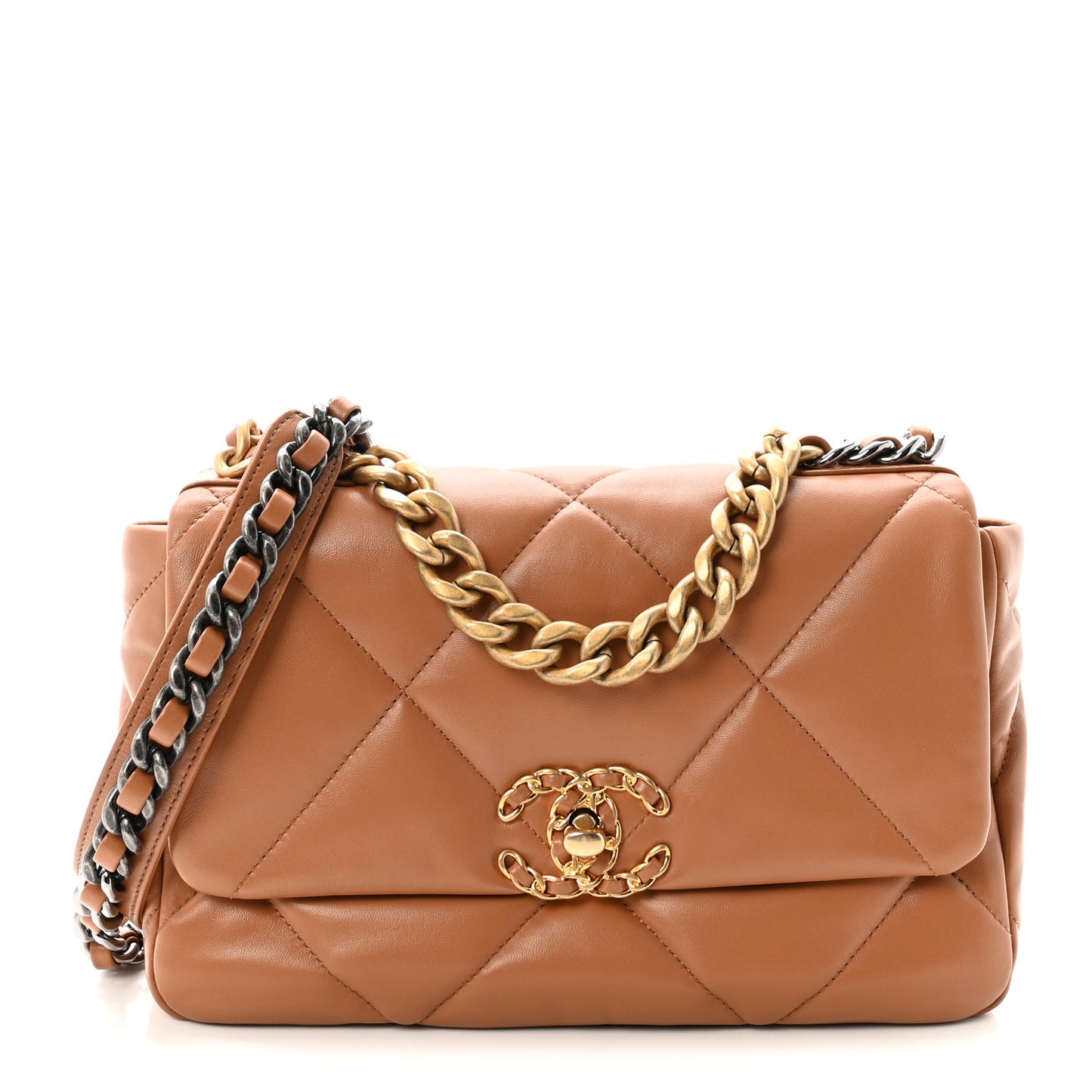 Lambskin Quilted Medium Chanel 19 Flap Brown