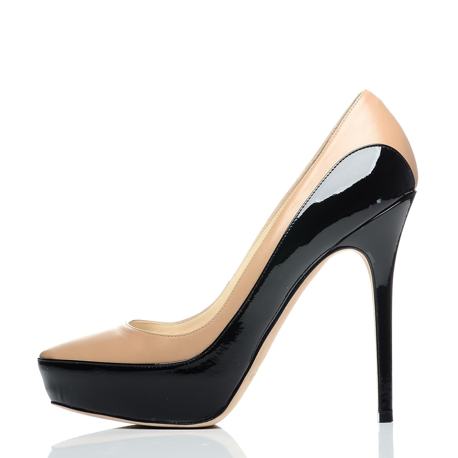 Jimmy Choo Patent Napa Sepia Platform Pumps 39.5 Beige Black 1 of 9