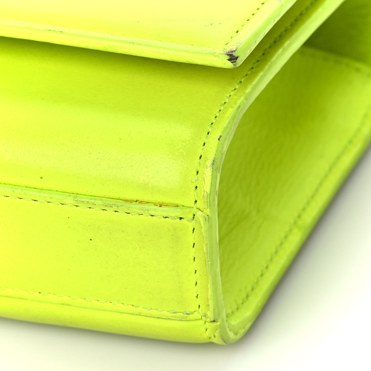 Saint Laurent Smooth Calfskin Small Monogram Kate Satchel Neon Yellow 9 of 16