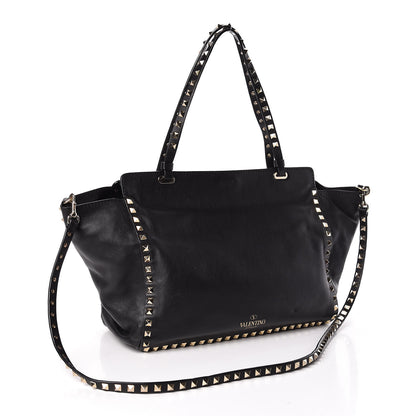 Valentino Garavani Vitello Medium Rockstud Tote Black 4 of 10