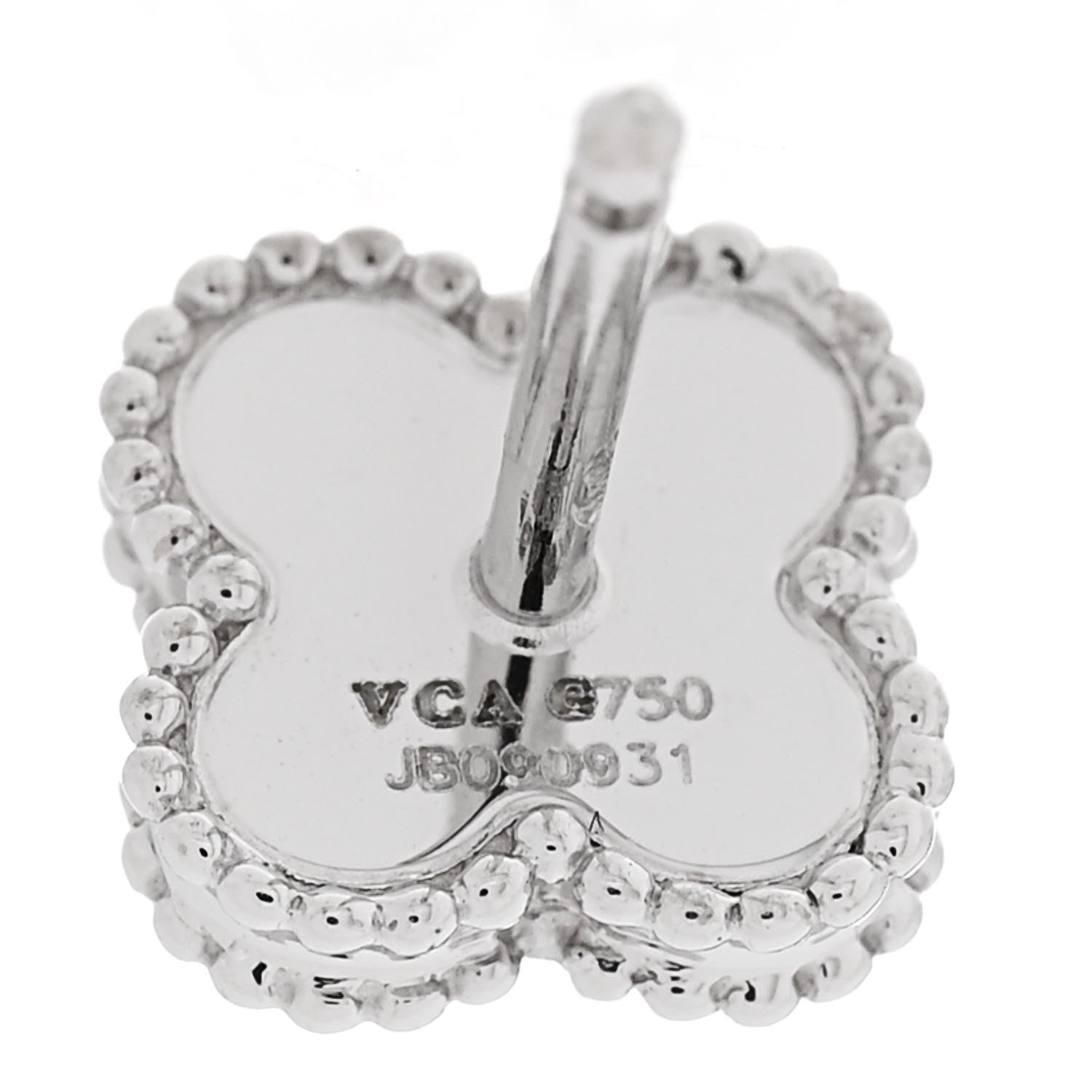 Van Cleef & Arpels 18K White Gold Mother of Pearl Sweet Alhambra Earrings 4 of 5