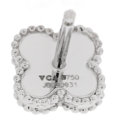 Van Cleef & Arpels 18K White Gold Mother of Pearl Sweet Alhambra Earrings 4 of 5