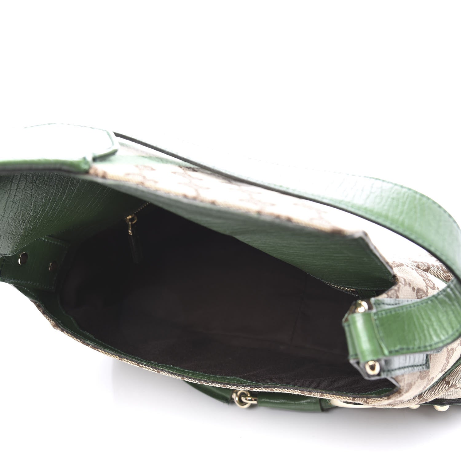 Gucci Monogram Horsebit Web Flap Bag Green 4 of 13