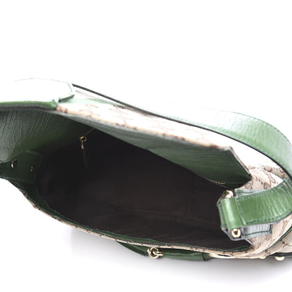 Gucci Monogram Horsebit Web Flap Bag Green 4 of 13