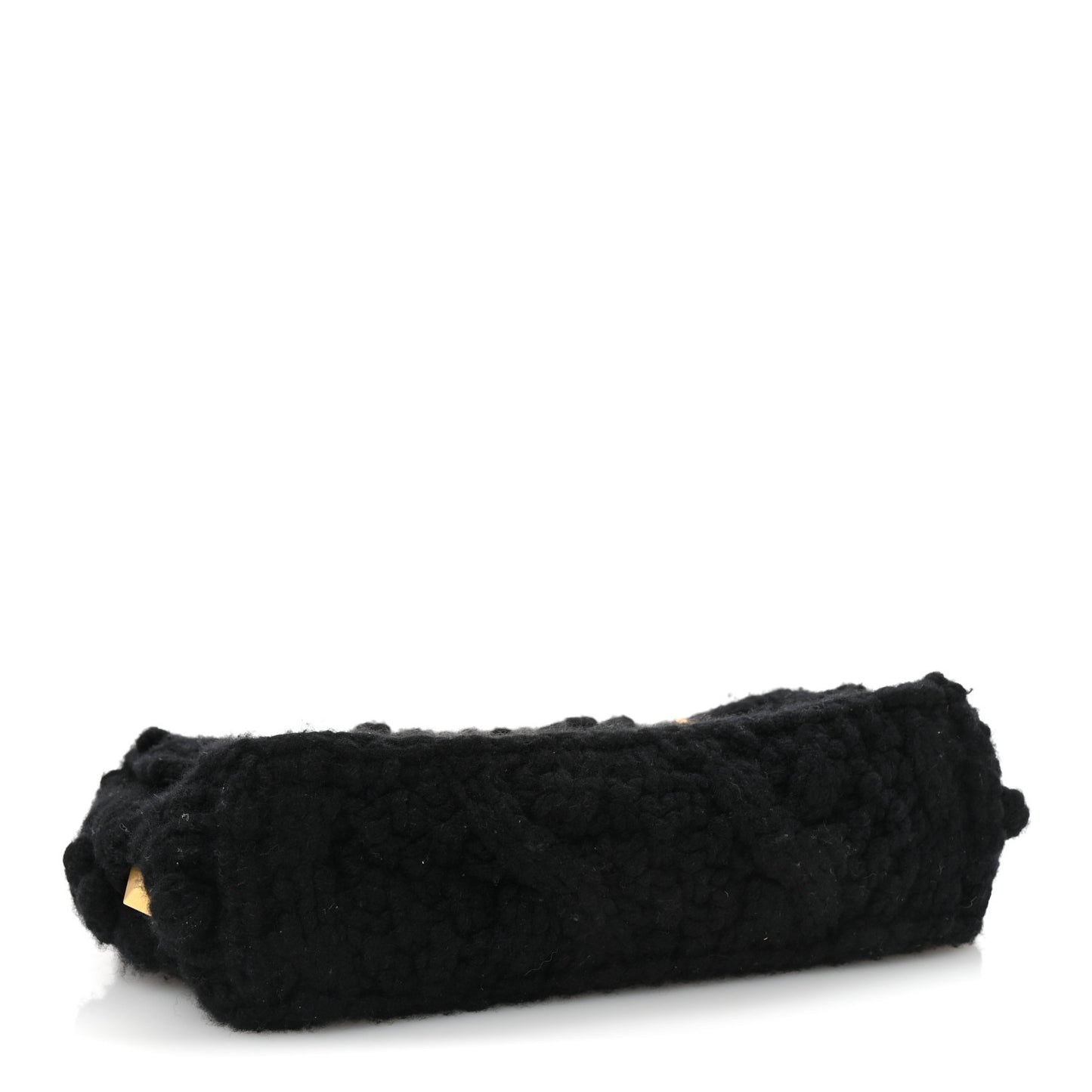 Cashmere Knit Large Roman Stud Shoulder Bag Black