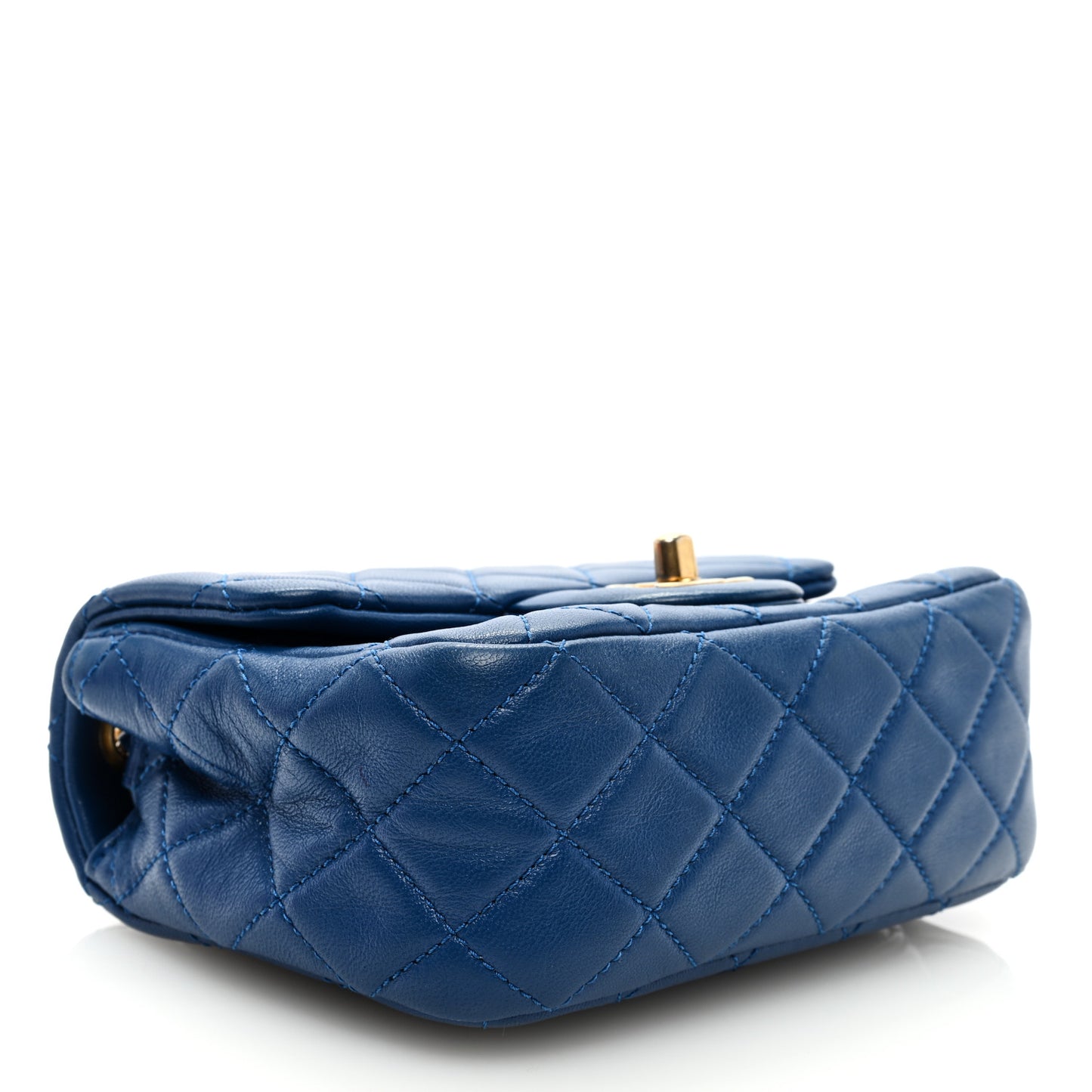 Lambskin Quilted Mini Pearl Crush Flap Blue