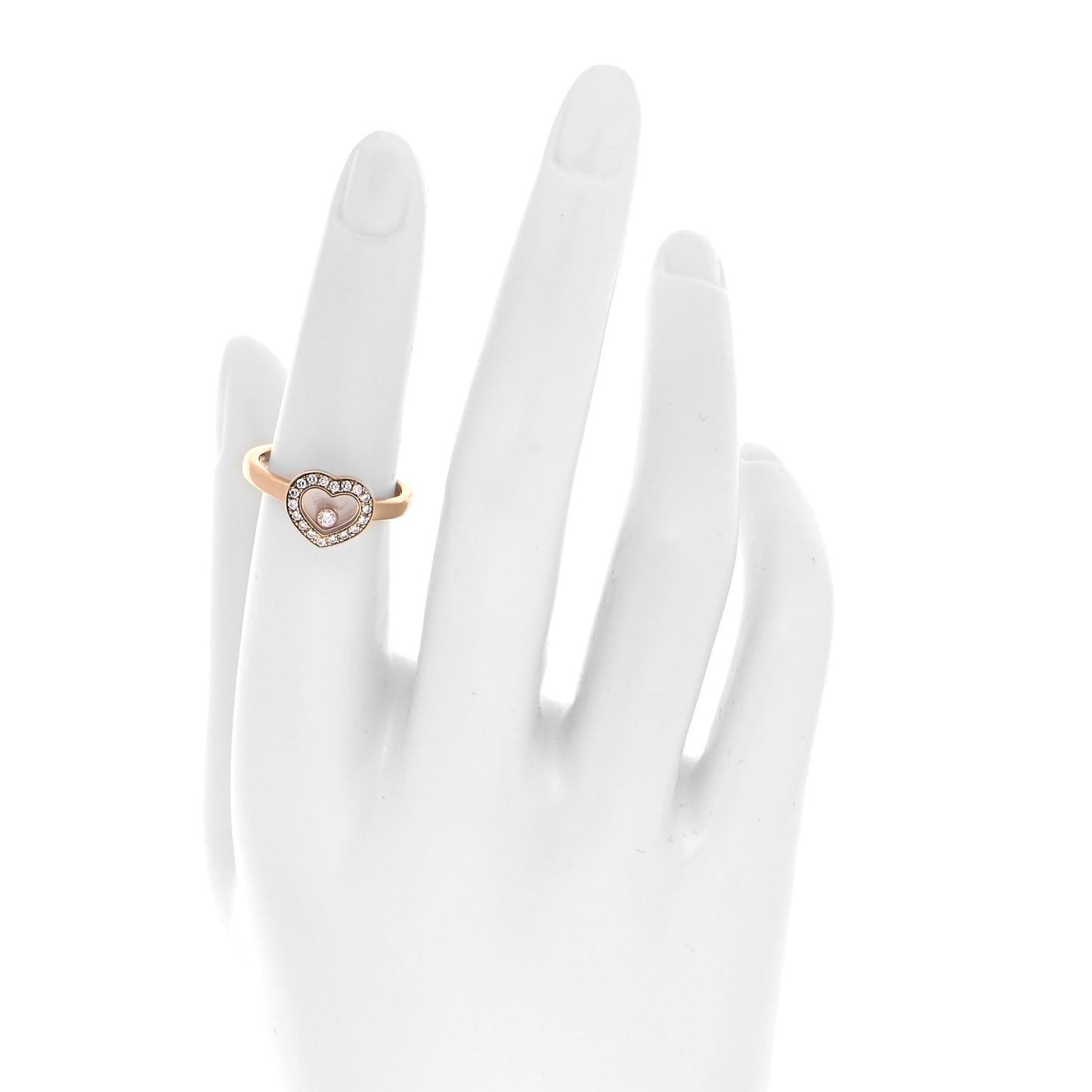 18K Rose Gold Diamond Happy Diamonds Heart Ring 53 6.5