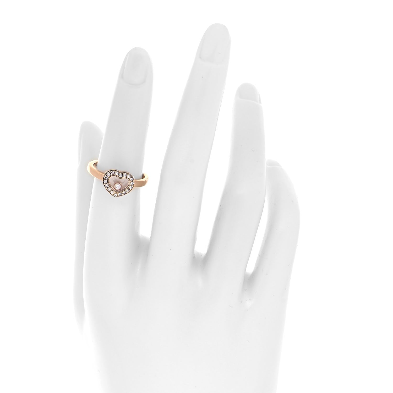 Chopard 18K Rose Gold Diamond Happy Diamonds Heart Ring 53 6.5 2 of 6