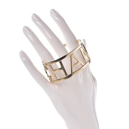 Chanel Metal Logo Cuff Gold 2 of 4