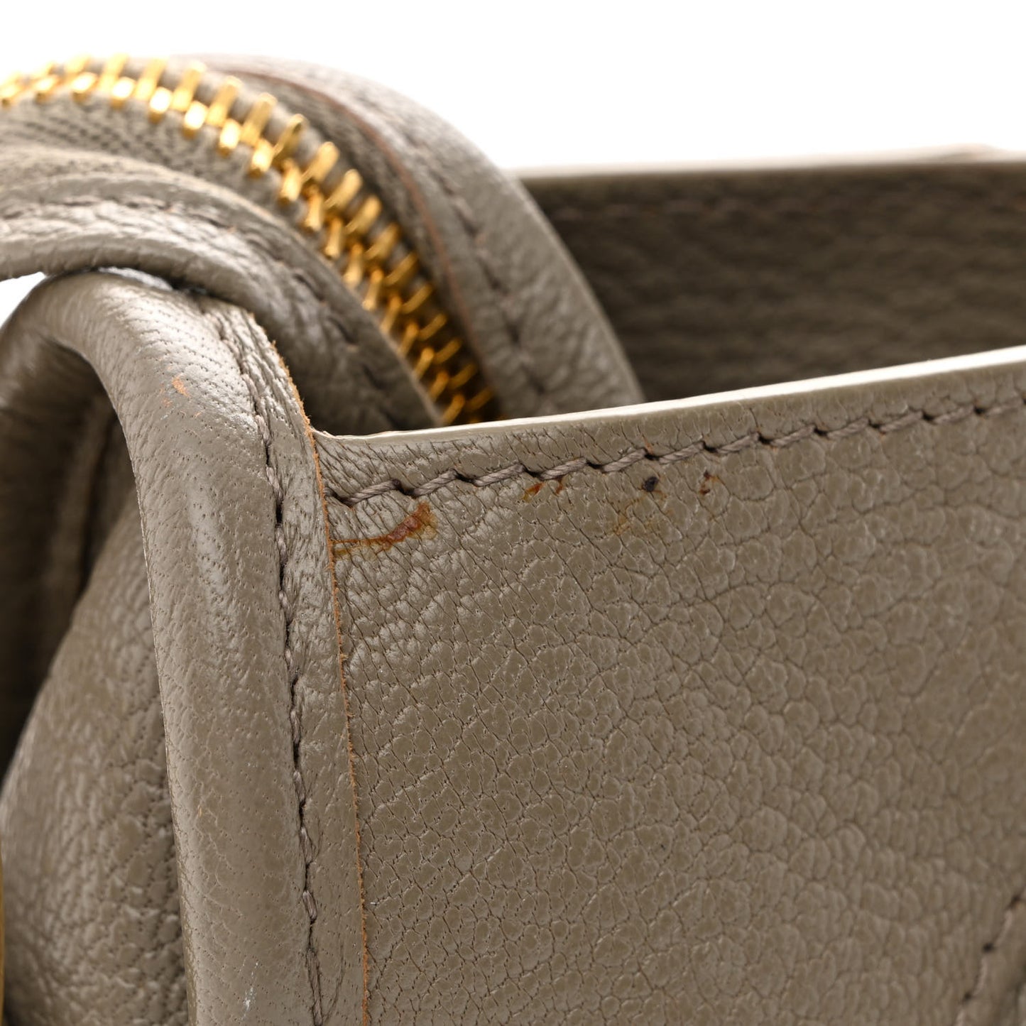 Chevre Gold Metallic Edge Hardware City Gris Taupe