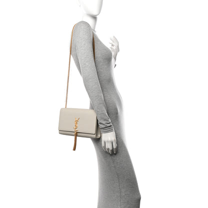 Saint Laurent Grain De Poudre Calfskin Medium Classic Monogram Kate Tassel Satchel Crema Soft 2 of 15