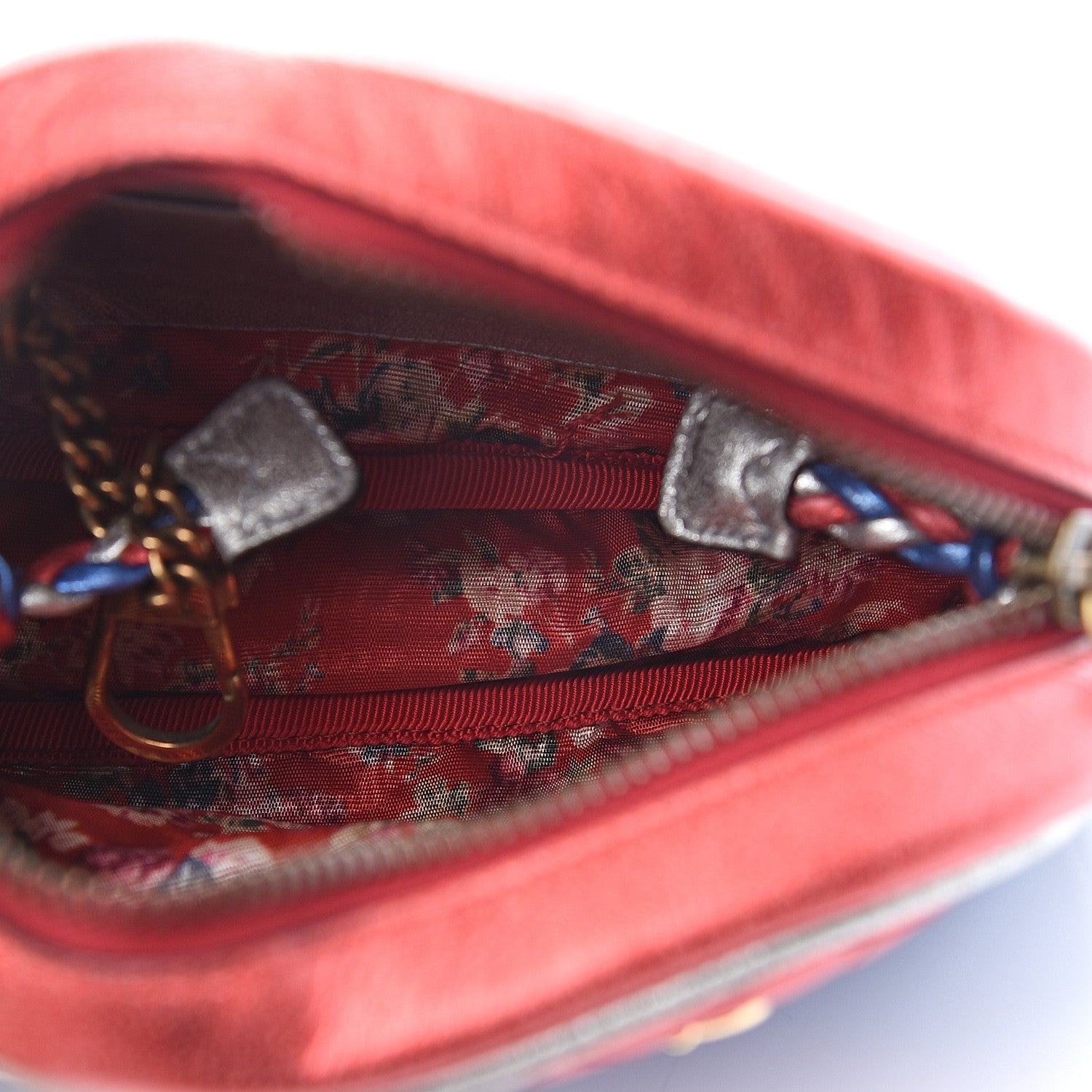 Gucci Laminated Nappa Trapuntata Mini Zumi Dome Shoulder Bag Rosso Marine Argento 6 of 9