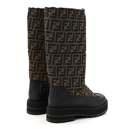 Fendi Nylon Jacquard Vitello FF Ski Boots 39 Tobacco Black 4 of 7
