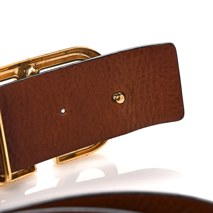 Valentino Garavani Glossy Calfskin VLogo Reversible 40mm Belt 80 32 Saddle Brown Black 7 of 7